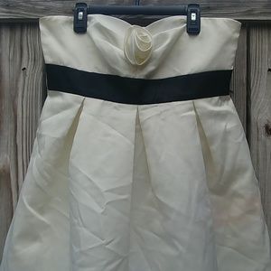 Strapless White and Black Semi-Formal Dress